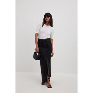 Na-KD Denim Maxi Skirt front slit